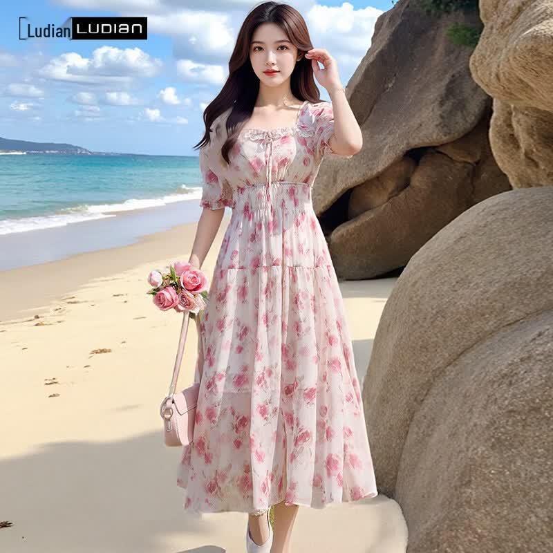LUDIan Elegant Square Neck A-Line Maxi Dress 2XL