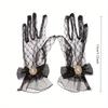 Lolita Mesh Bow Flower Lace Gloves Black White Lace Gloves Lolita Lace Sleeves Cosplay Jewelry
