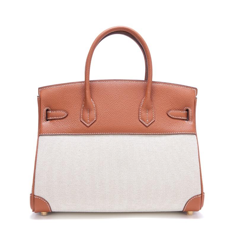 New Cowhide Canvas Platinum Bag Leather Casual Splicing Contrasting Bag Large Capacity Portable Shoulder Messenger Bag