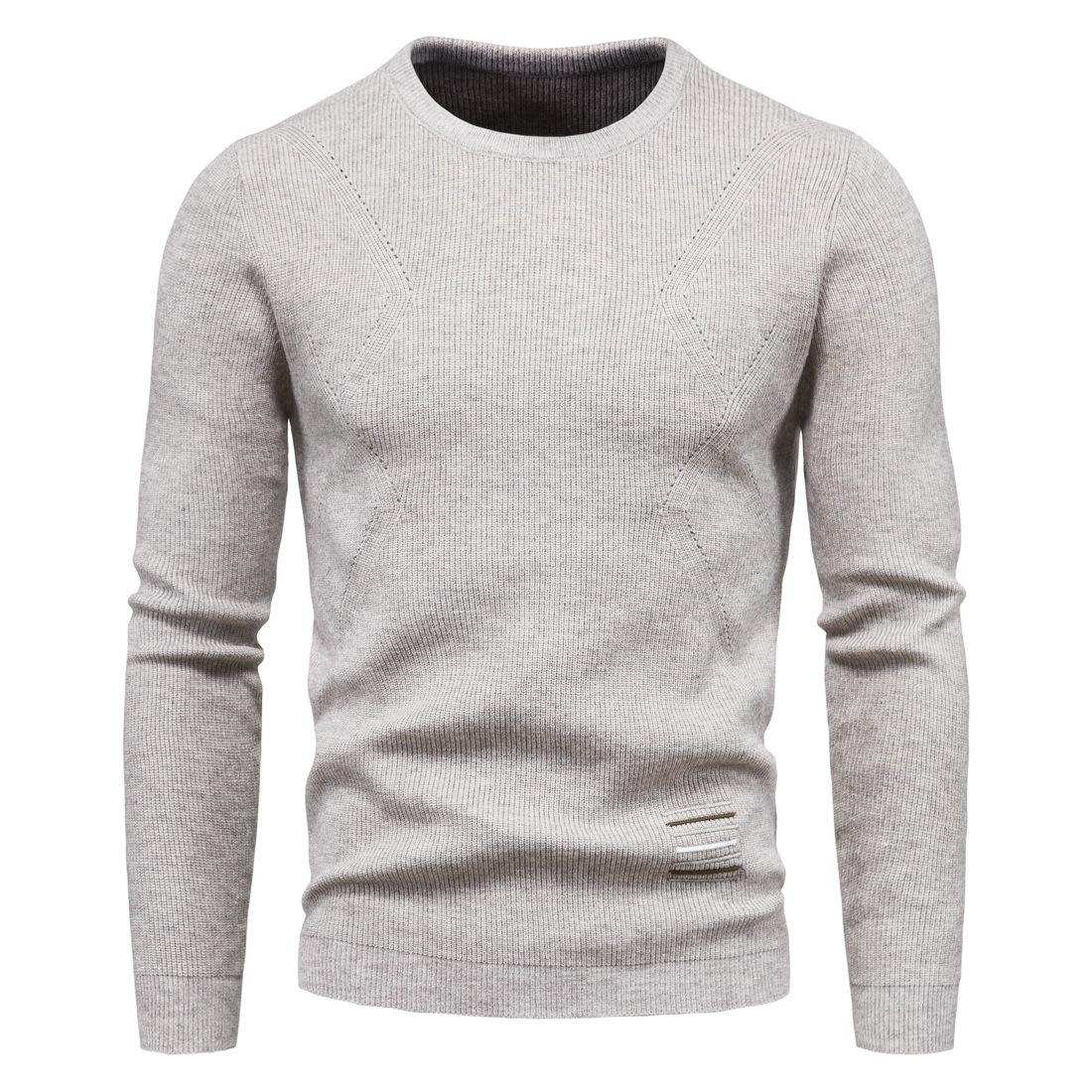 

Мужские базовые свитера на осень 2025 года, однотонные, с круглым вырезом, с длинным рукавом, вязаные, мужской пуловер, зимняя мода, новые теплые свитера для мужчин M светло-серый