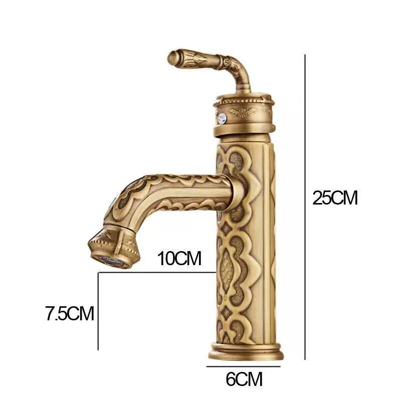 Basin Faucets Antique Brass Faucets Basin Carving Taps Rotation Single Handle Taps Mixers Bathroom Vessel Sink Faucet