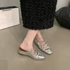 Inner height-increasing bow silver bag head half-drag women's shoes fashionable outer wear 2025 new summer Mary Jane sandals