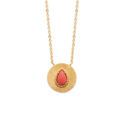 [Q8458] - Colar banhado a ouro 'Cléopatra' coral dourado - 15 mm