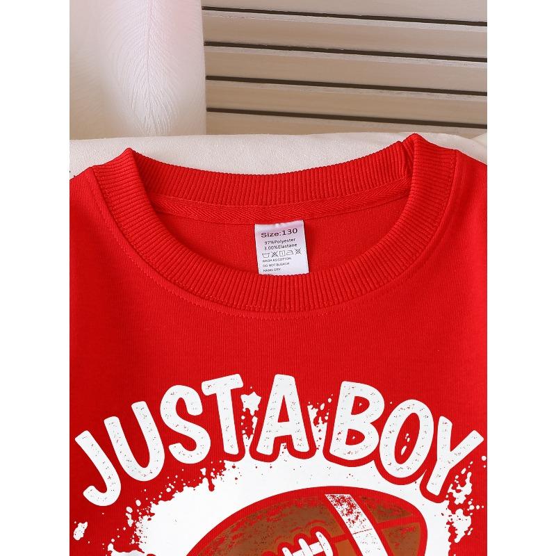 Girls' Fashionable Cute Crewneck Sweatshirt | Just A Boy Who Loves Football, Long-sleeved, Machine Washable