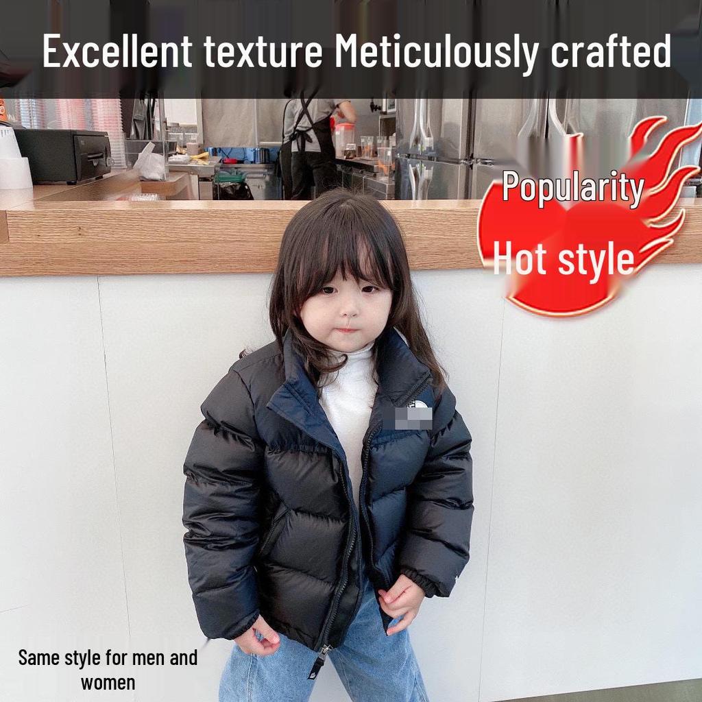 Children's 1996 Thickened White Duck Down Jacket with Stand-up Collar - Warm Winter Coat for Girls and Boys