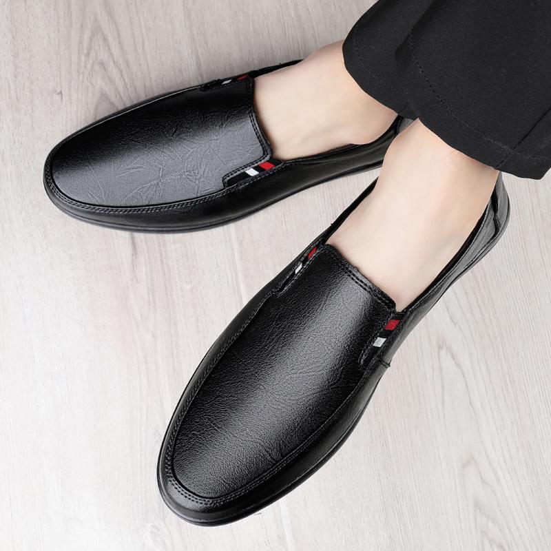 Black Shoes Men  Soft  Man Shoes High Quality Casual Genuine Leather Boat Shoes Men Flats  Driving Shoes