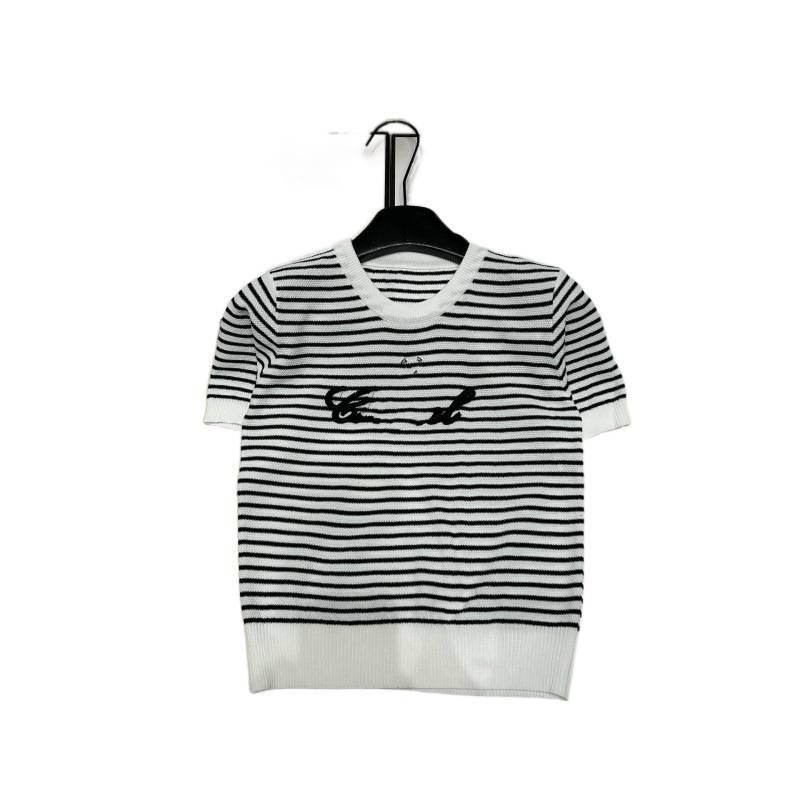 2026 Women's Summer Signature Stripe Knit Top – Casual, Versatile, Age-Reducing, Round Neck, Short Sleeve