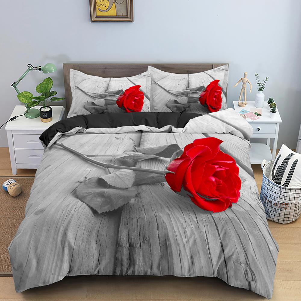 Comforter Beautiful Flowers Pattern Bedding Set Polyester Luxury Floral Single Twin King Queen Size Home Decor