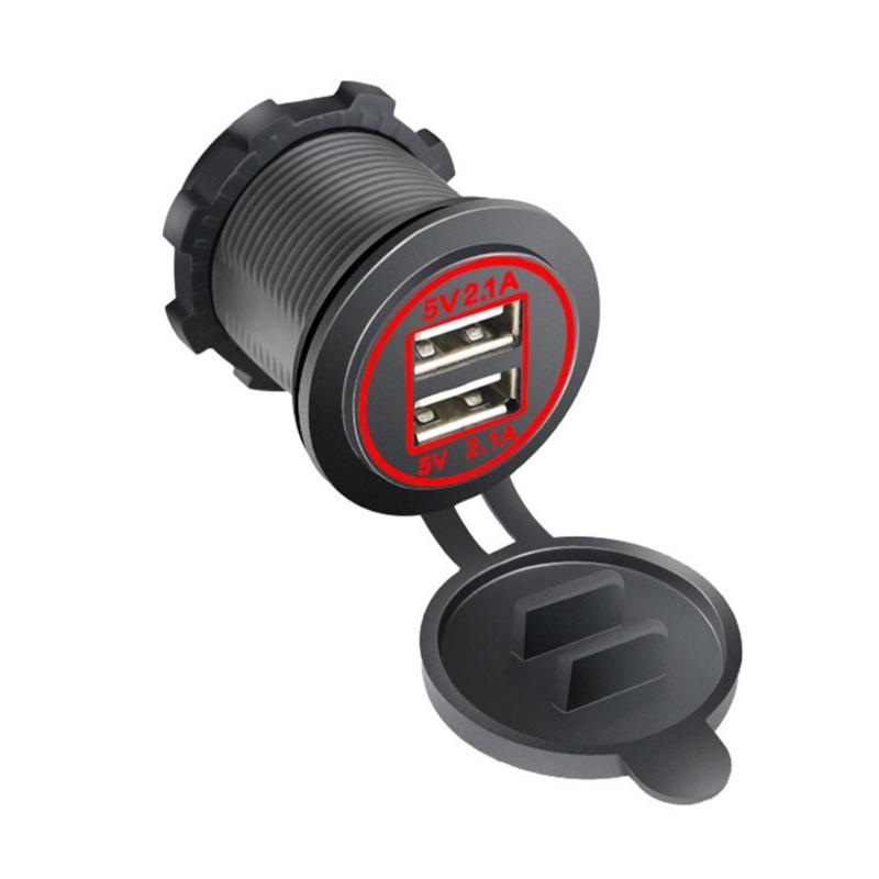 

12V-24V USB Power Outlet with Caps Car USB Charging Socket Double USB Outlet USB Charging Port for Boats Marine Truck червоний