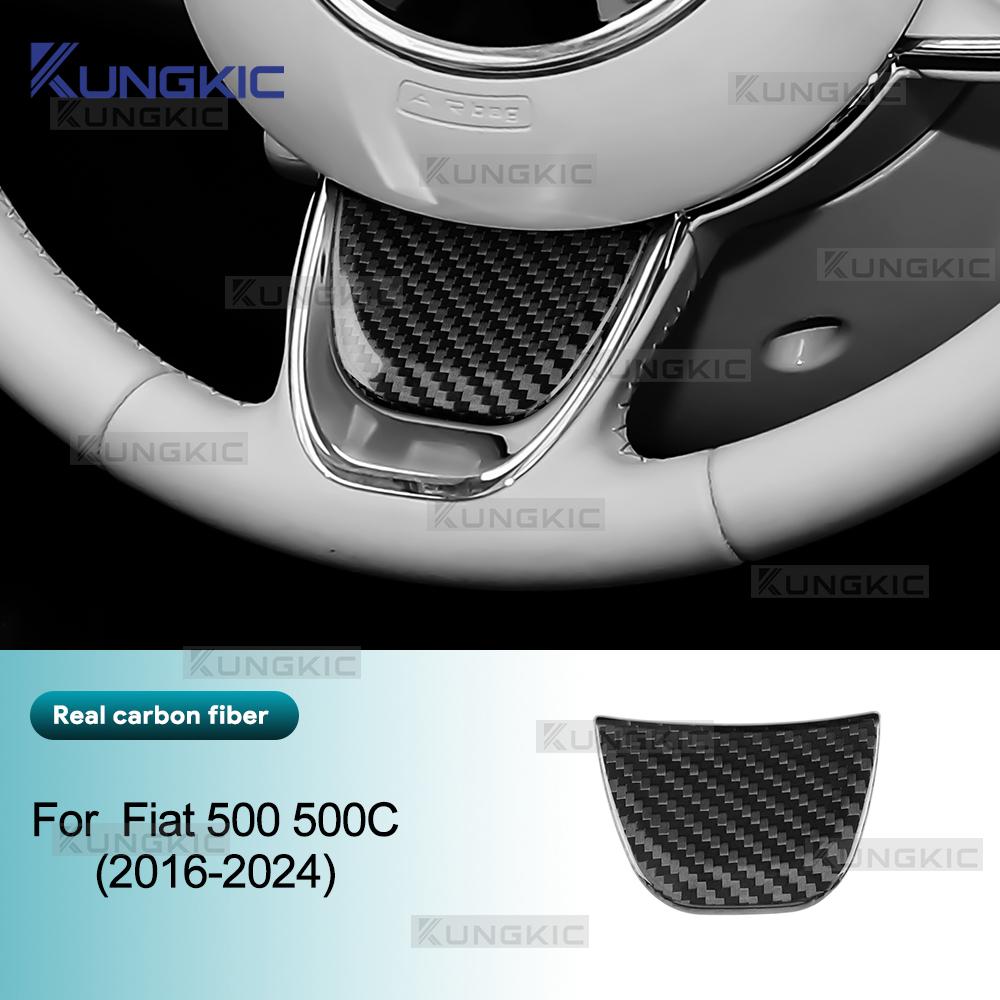 Carbon Fiber Steering Wheel Cover for Fiat 500/500C 2016 2017 2018 2019 2020 2021 2022 2023 2024