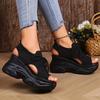Summer Fashion Comfortable Round-toe Wedge Light Roman Sandals Non-slip Thick-soled Lace-up Casual Sneakers for Women