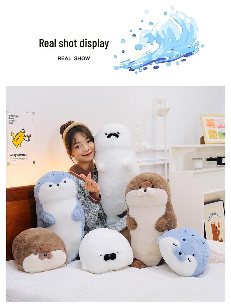Super Soft Sea Otter Plush Toy - Large Sleeping Pillow & Bed Backrest