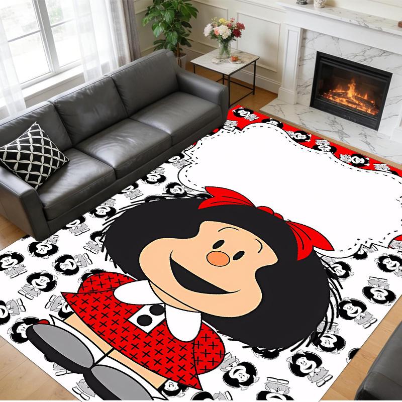 Anti‑Slip Crystal Velvet Floor Rug, Mafalda Design Carpet for Indoor Living Bedroom Home Decoration