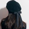 WTEMPO Women's Autumn Winter Cold-proof Windproof Solid Color Black Bow Hats Women's Verstaile Casual Retro Elegant Warm Hats