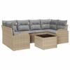 7 Piece Garden Sofa Set with Storage Beige and Grey Poly Rattan