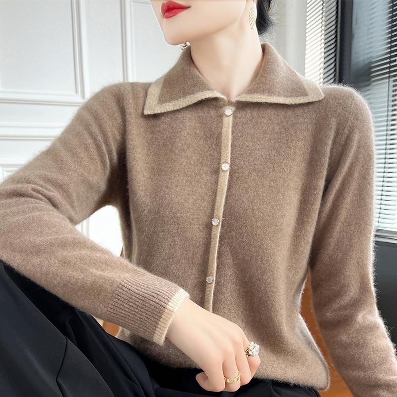 Women's Cashmere Cardigan Qinghe Cashmere 30% Cashmere 70% Wool Autumn and Winter Cashmere Cardigan Soft and Warm
