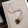 Justerbar Läderrep Halskedja Jubileumssmycken Hjärta Hänge Halsband med Lädersnöre för Modekvinnor