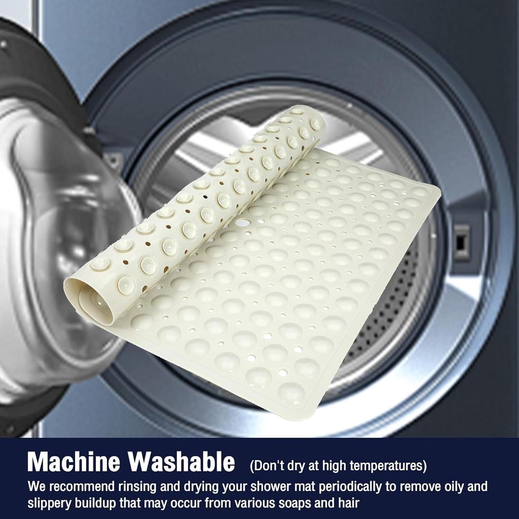 1pc Square PVC Bath Mat, 21x21in, Non-slip Shower Mat with Draining Hole And Powerful Suction Cups, Anti-slip, Machine Washable