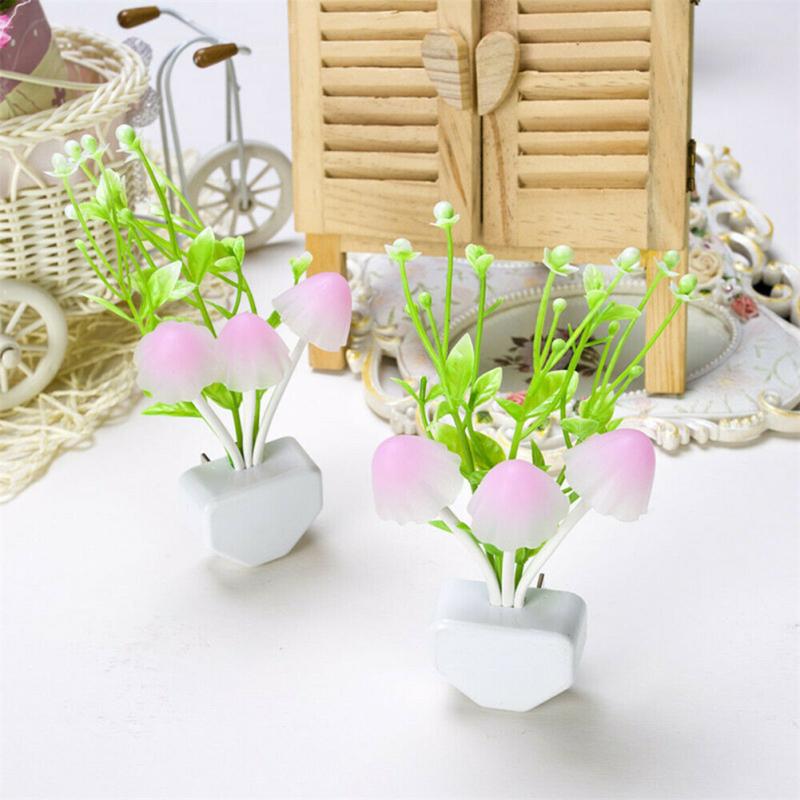 LED Mushroom Night Light Romantic Colorful Sensor Mushroom Night Light Wall Lamp Home Decor With