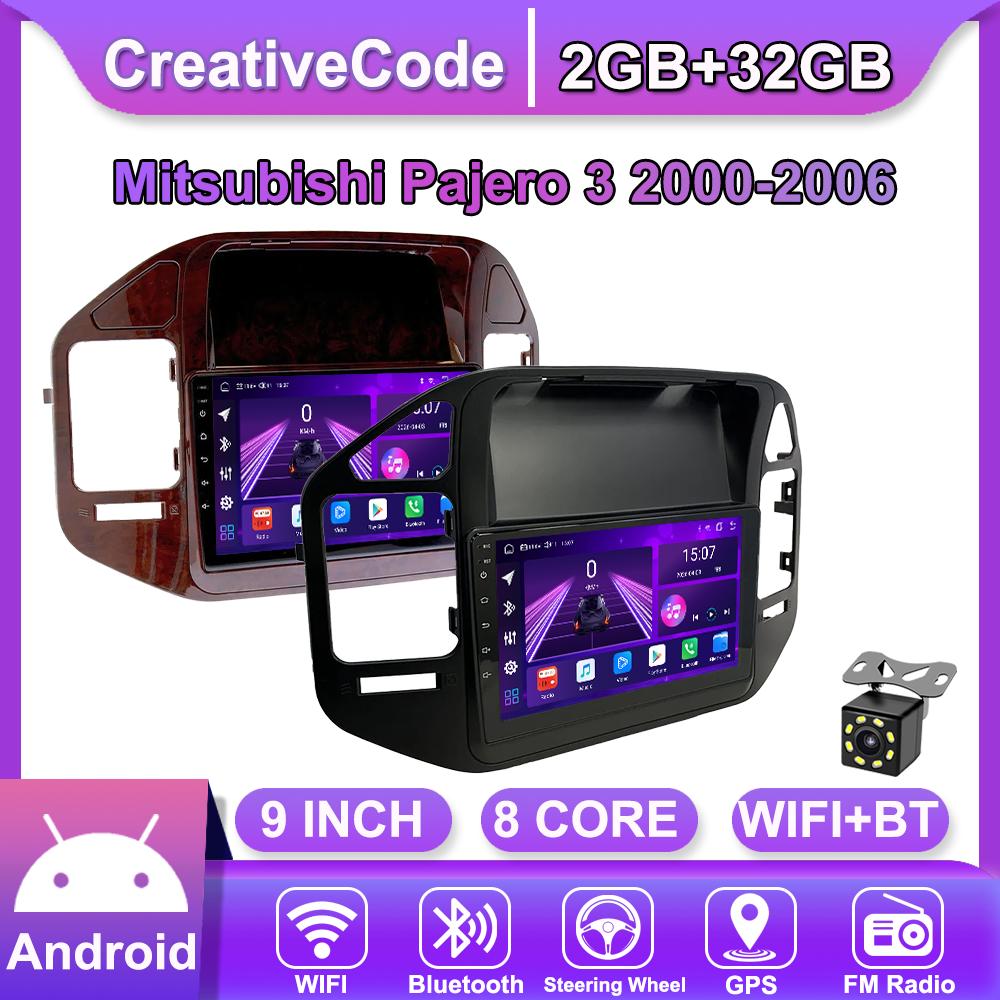 Autoradio Android Car-Play per Mitsubishi Pajero 3 2000-2006 Lettore Multimediale Unità Principale Stereo Navigazione GPS BT WIFI, 8 CORE ,2+32GB