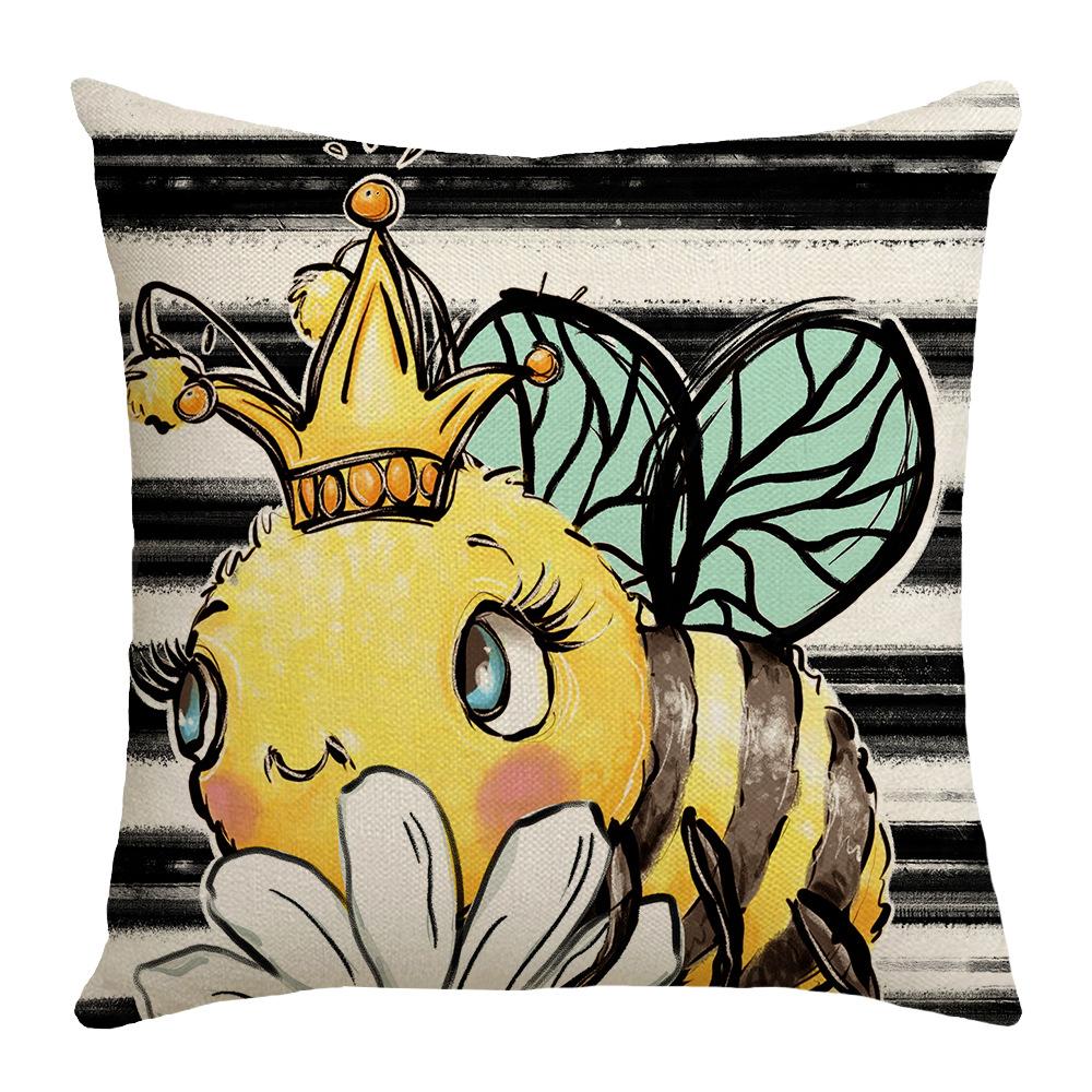 Nordic Bow Sunflower Print Waist Pillow Letter Square Sofa Bedside Pillow Case