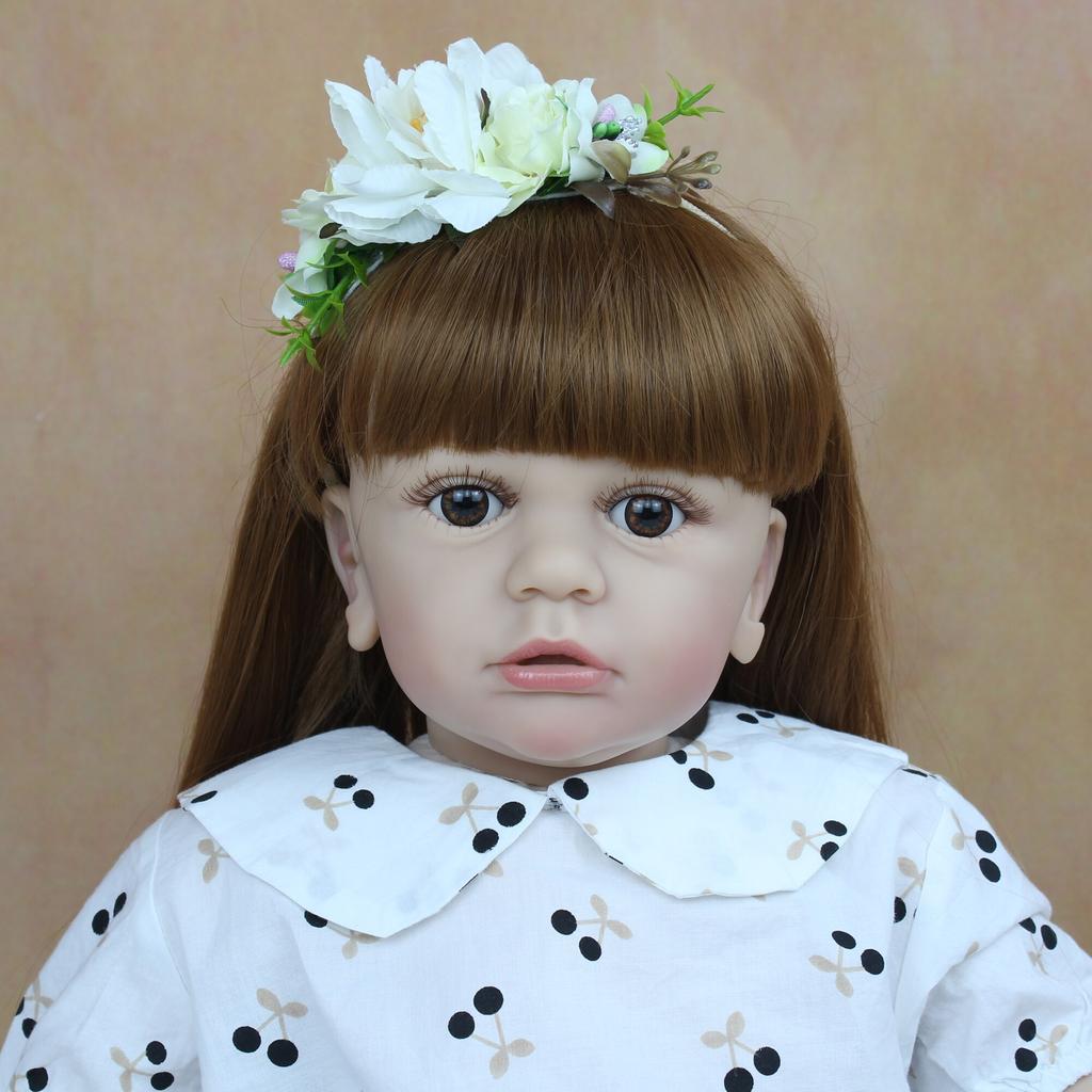 BZDOLL 60 CM myk silikon gjenfødt småbarn babydukke leketøy for jente Naturtro 24 tommer Vinyl langt hår Prinsesse Tayra Dress Up Alive Bebe