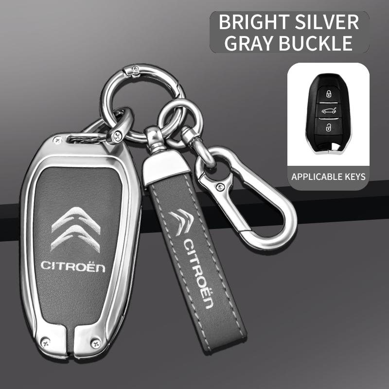 Metalen Lederen Auto Afstandsbediening Sleutelhoes Cover Sleutel Beschermer Fob Voor Citroen C1 C2 C4 C6 C3-XR Picasso Grand DS3 DS5 Auto Accessoires