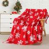 1pc Christmas Red Throw Blanket White Snowflake Throw Blanket Xmas Winter Holiday Cozy Fuzzy Plush Throw Blankets Super Soft