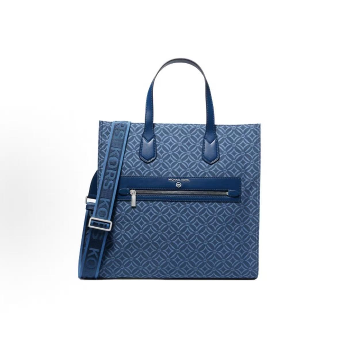 

Michael Kors MK Kempner Vintage Jacquard Wide Strap Tote Bag Women Tote Bags Light-Blue 30F2S4KT3J-494 Basic Set (Bag+Dust Bag)