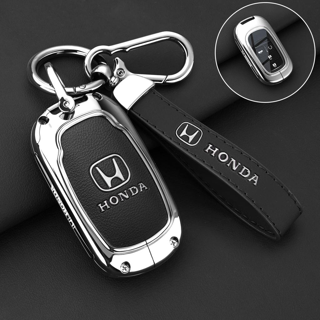 Leather Zinc Alloy Car Remote Key Case Cover For Honda Civic 11th Gen Accord Vezel Freed Pilot CRV 2021 2022 Protector Accessory