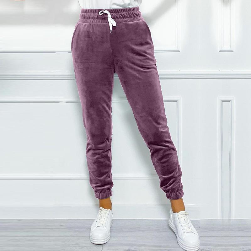 Women's Casual Pants with Elastic Waistband and Lace-up, Suitable for All Occasions