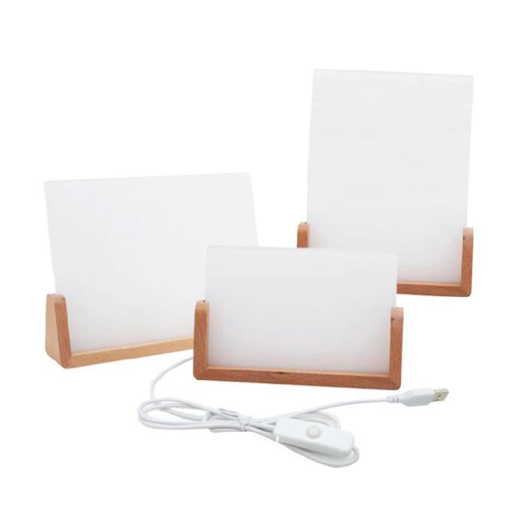 Clear Acrylic Display Picture Frame with LED Lighting Wood Base Heat Transfer Machines Sublimation Blank Photo Frame