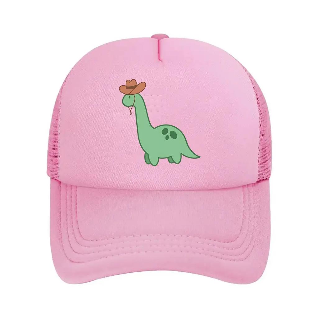 Little Green Cowboy Dinosaur Sticker Mesh Baseball Cap