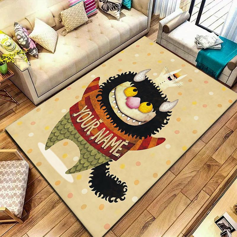 Monster Adventure Custom Name Carpet Rug For Living Room Bedroom Home Sofa Decoration Kids Play Nonslip Floor Mat