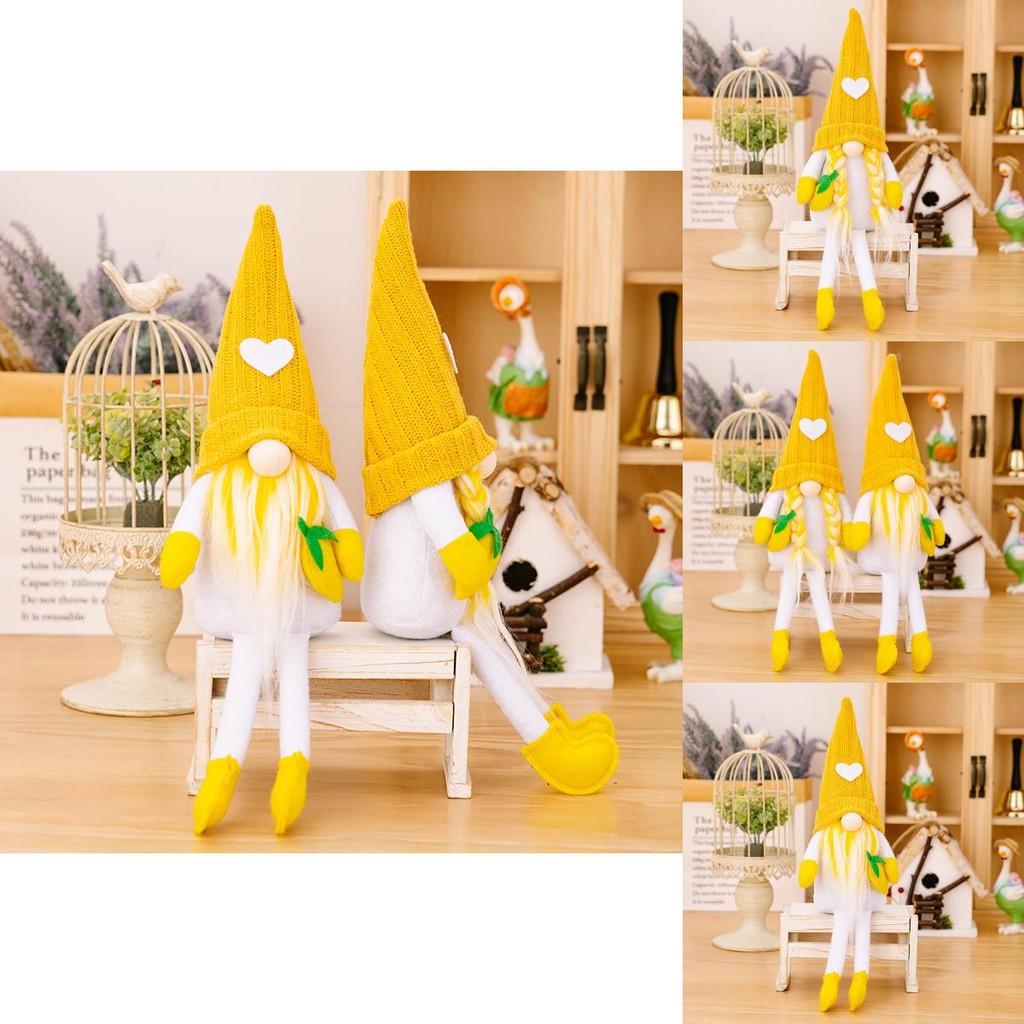Whimsical Yellow Knitted Lemon Gnome Figure Ideal For Summer Themed Parties And Home Styling