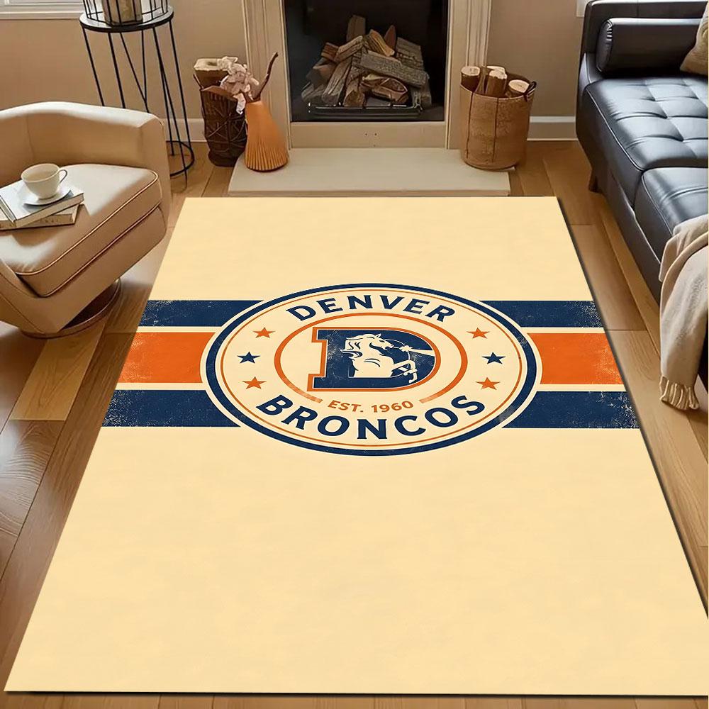 "Vintage Denver Broncos Logo Design" Patterned Carpet, Non Slip Mat Suitable for Living Room and Bedroom Sofas