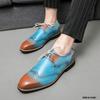 Moda Affascinante Gentiluomo Blu Con Marrone Brogue Per Uomini Nuovi Casual Stampati Mocassini Oxfords Scarpe da Sposa Festa Scarpe Piatte da Guida