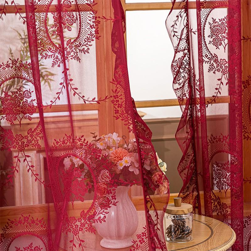 TK French Ruffle Sheer Curtain Bedroom Living Room Lace Fabric Window Door