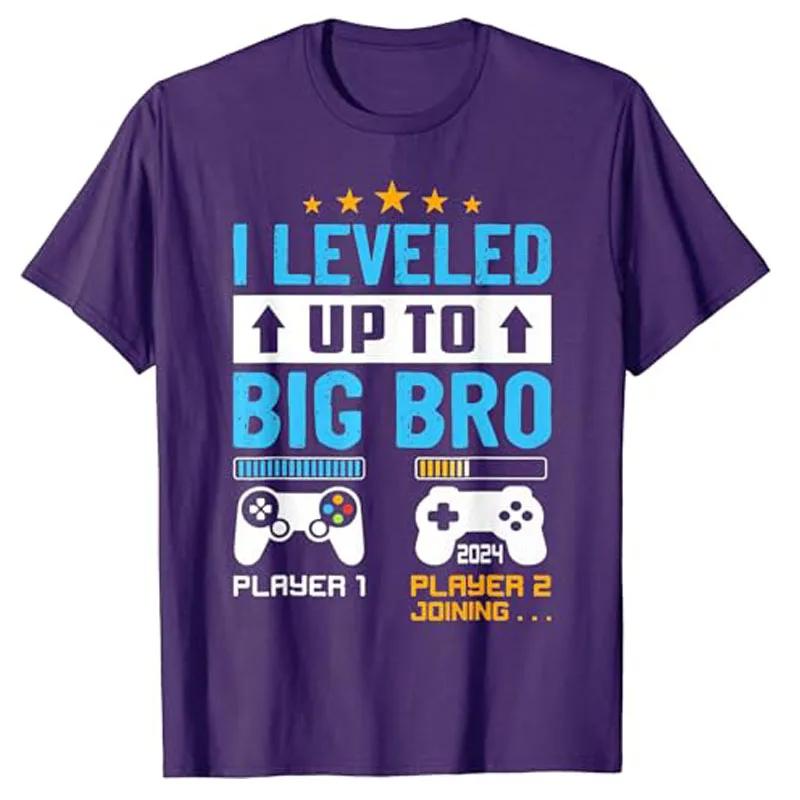 

Promoted To Big Bro Est 2024 Shirts Leveled Up To Big Brother 2024 T-Shirt Pregnancy Announcement Sayings Boys Graphic Tee Tops 4XL