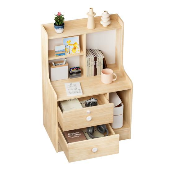 Bedside Table, Bedroom Nightstand, End Table with 2 Drawers and Opening Storage Shelves, Couch Table Wooden Bedside Table for Living Room