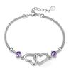S925 Silver Bracelet Inlaid With Amethyst Embellished With Zircon Heart-Shaped Women's Bracelet Evening Luxury Jewelry