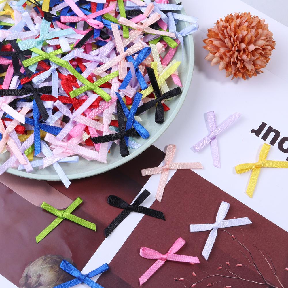 50Pcs/pack Color Ribbon Bows Fashion Small Size Satin Ribbon Bow DIY Handmade Crafts Hairpin Hair Grip for Party Home Decoration