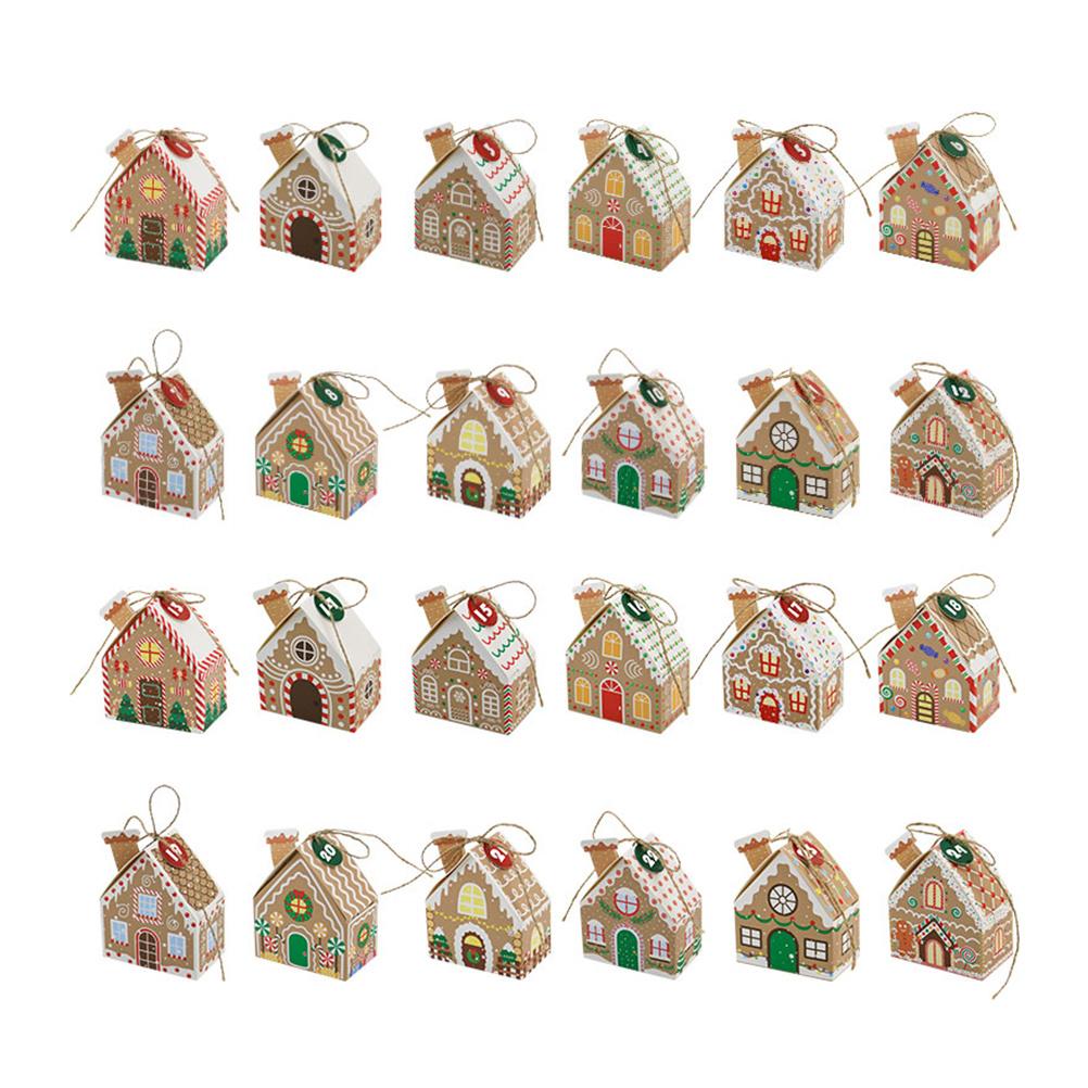 24pcs Christmas Advent Calendar Boxes Shaped Reusable Treat Storage For Holiday Party Favors Wrapping Countdown