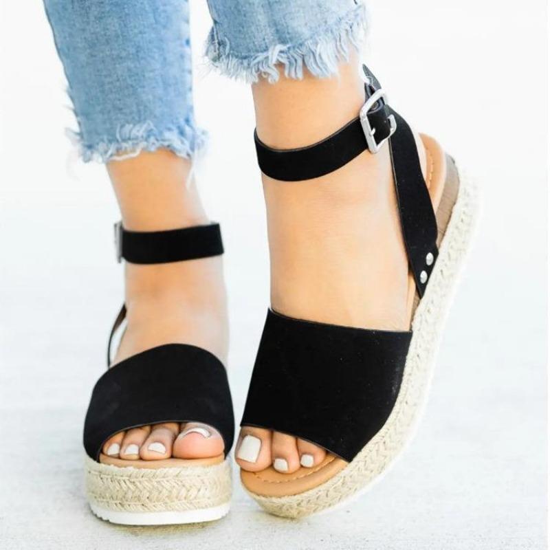 New Women's Shoes Hemp Rope Wedge Heel Light Bottom Fish Mouth Sandals Women