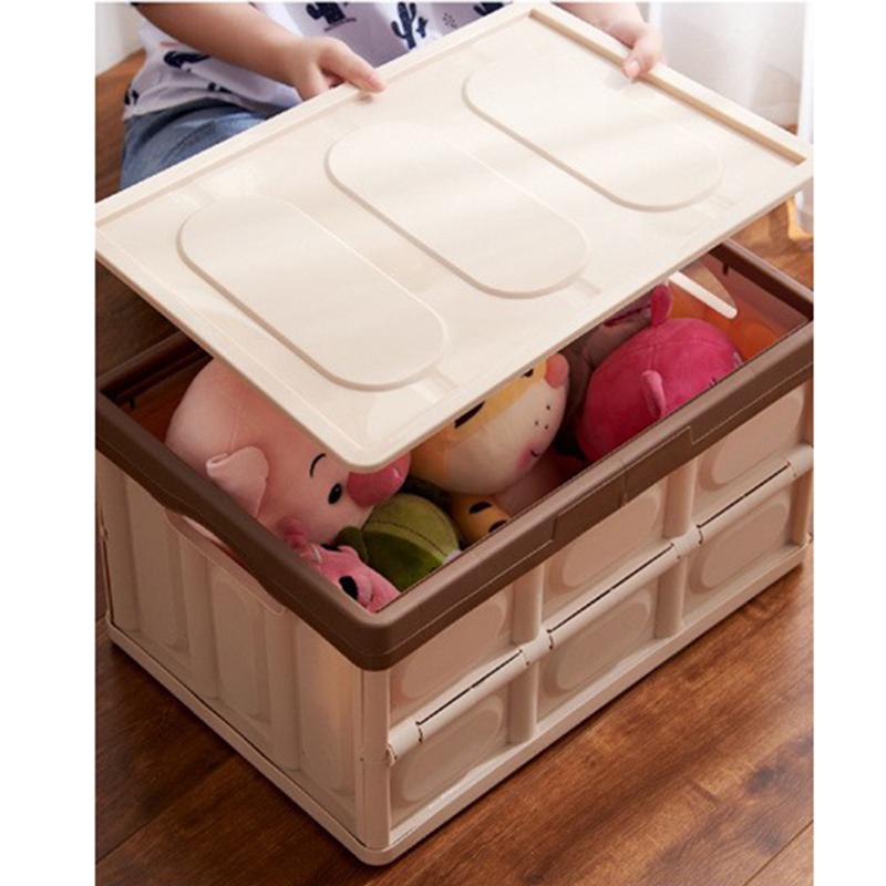 30L Household Folding Storage Box With Lid Storage Box Laundry Basket Closet Storage Box Plastic Storage Box