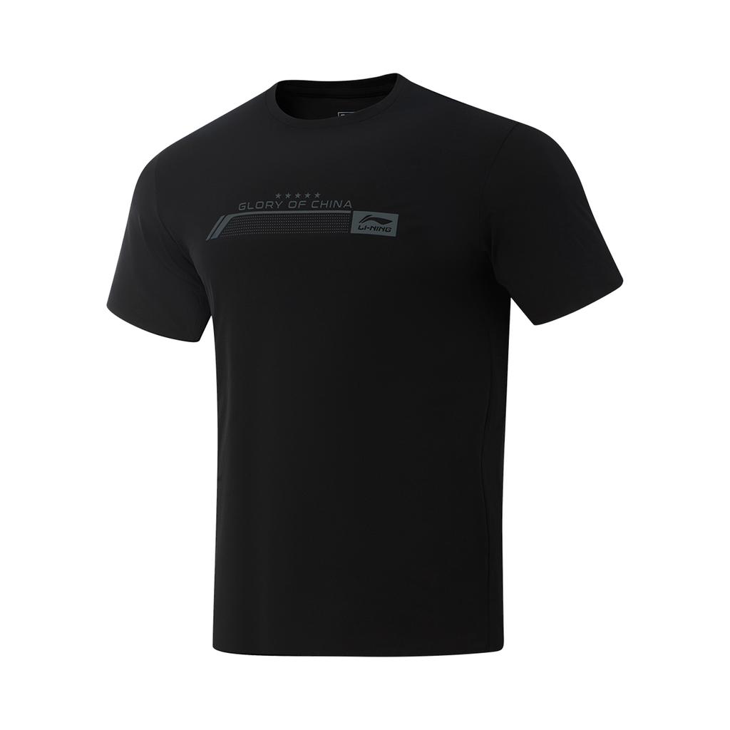 Li Ning Glory Series Sports Fashion Versatile Casual Breathable Crew Neck Logo Short Sleeve T-Shirt Men Tops Black ATSV693-3