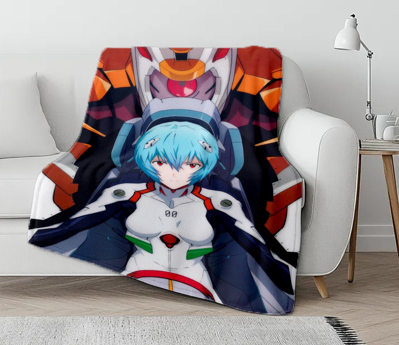 

1 шт. Мягкое флисовое одеяло с принтом N-Neon-Genesis-Evangelion, Декорация из фланели, Подходит для диванов, спален, помещений с кондиционером, Подарки 30x40in