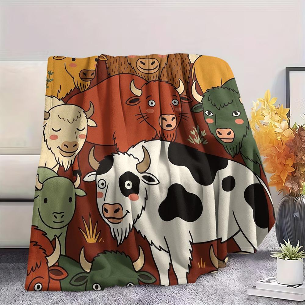 1Pc North American bison Print Flannel Blanket, High quality Comfortable for All Seasons, Home Decor, Warmth and Comfort, Perfect for Christmas Gifts