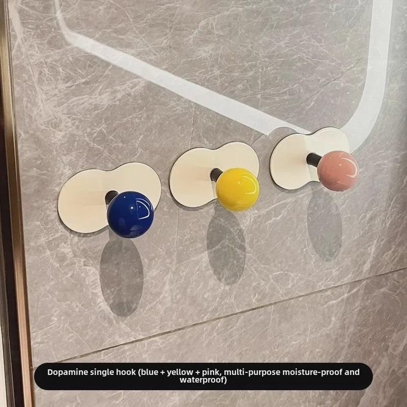 Punch-Free Adhesive Bathroom Towel Hook - Strong, Wall-Mounted, Creative Storage Solution