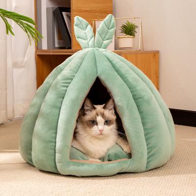 Closed Cat Nest Winter Warm Pet Bed Cactus Ball Shape Pet Bed with Detachable Inner Mat for Small Dogs Kittens Puppies
